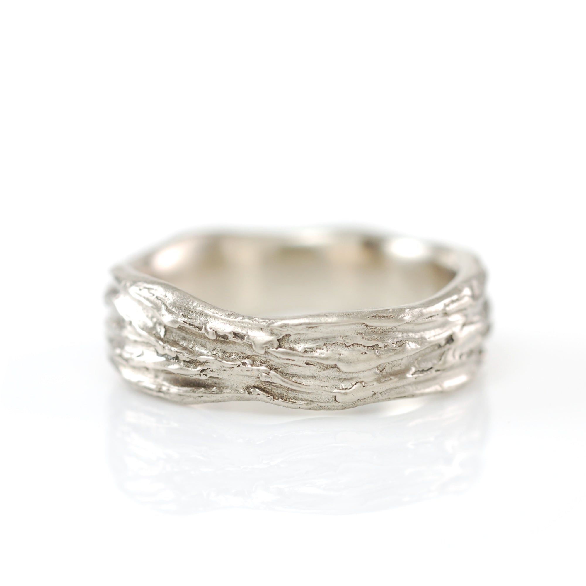 Redwoods Tree Bark Wedding Rings in Palladium Sterling Silver - Made to Order - DEPOSIT ONLY - please read description
