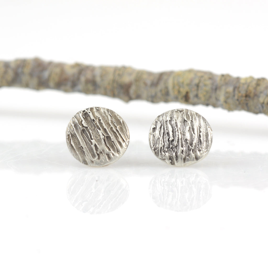 Tree Bark Post Earrings in Sterling Silver - Ready to Ship