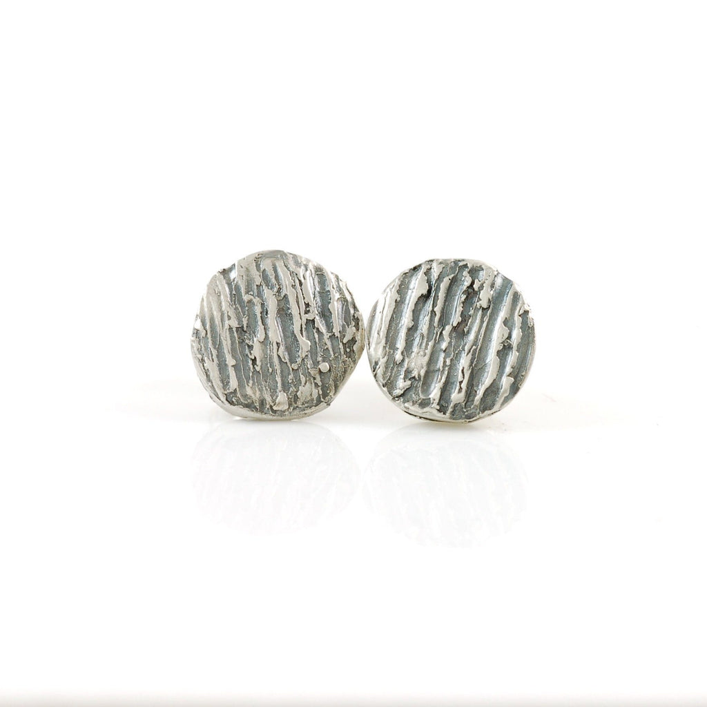 Tree Bark Post Earrings in Sterling Silver - Ready to Ship - Beth Cyr Handmade Jewelry