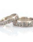 Tree Line Wedding Rings in Palladium/Silver 4mm size 6 - Ready to Ship - Beth Cyr Handmade Jewelry
