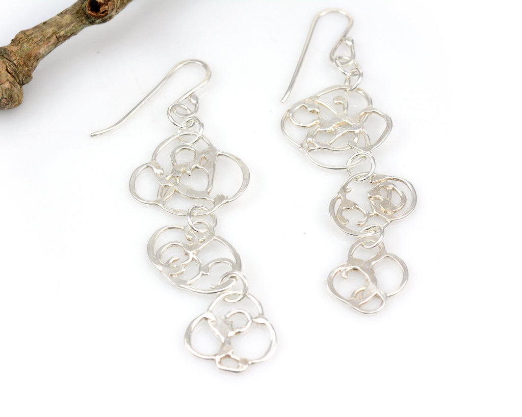 Triple Organic Vine Earrings in Argentium Sterling Silver #29 - Ready to Ship - Beth Cyr Handmade Jewelry