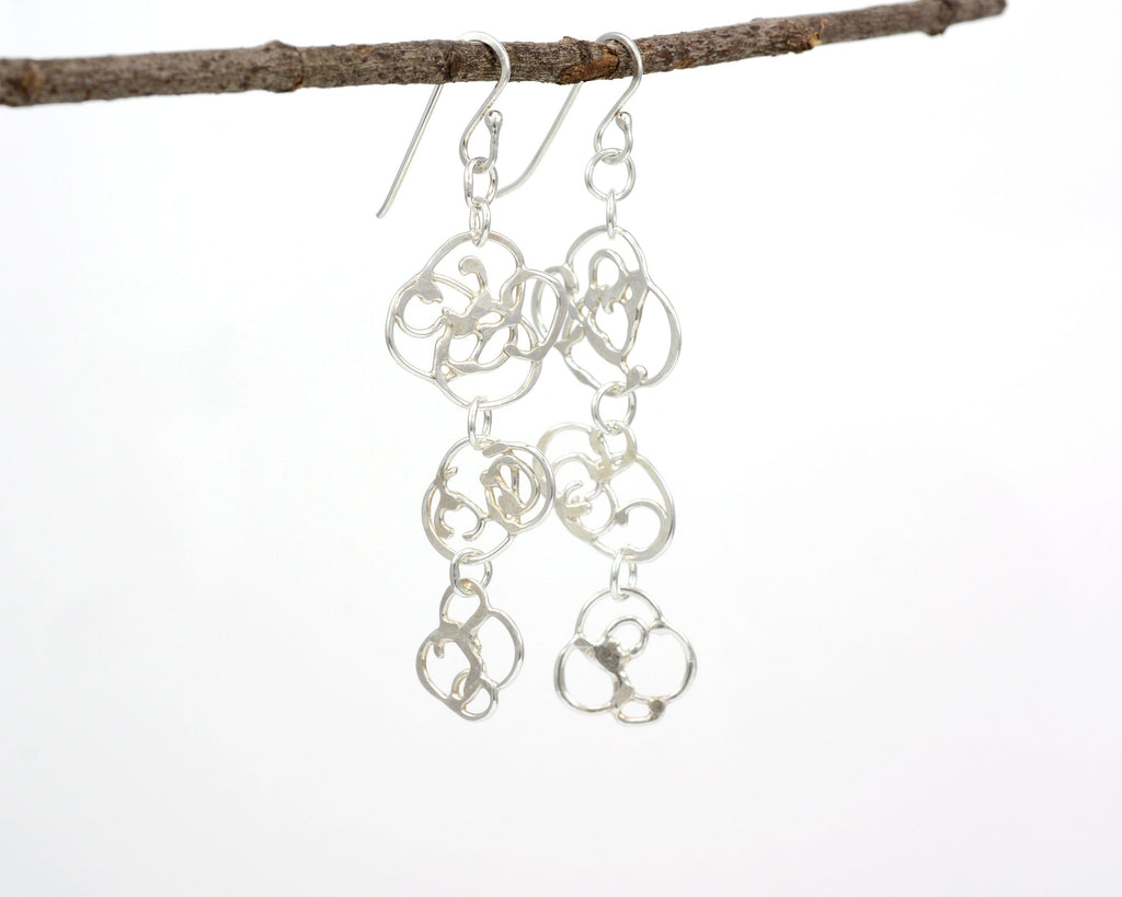 Triple Organic Vine Earrings in Argentium Sterling Silver #29 - Ready to Ship - Beth Cyr Handmade Jewelry