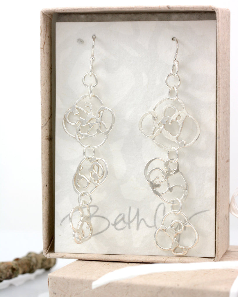 Triple Organic Vine Earrings in Argentium Sterling Silver #29 - Ready to Ship - Beth Cyr Handmade Jewelry