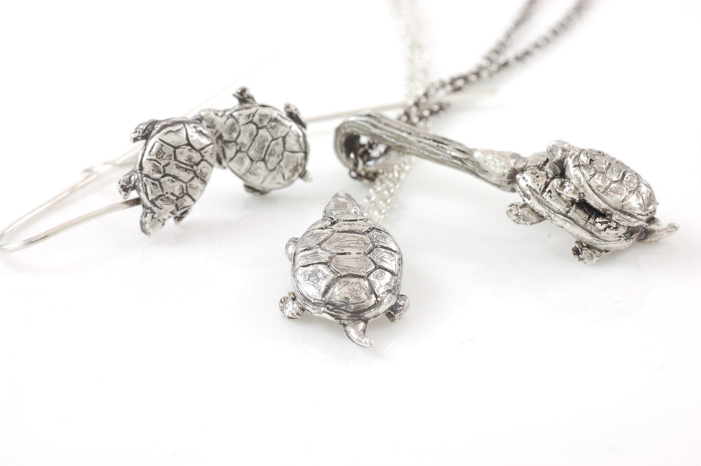Turtle Earrings in Sterling Silver - Ready to Ship - Beth Cyr Handmade Jewelry