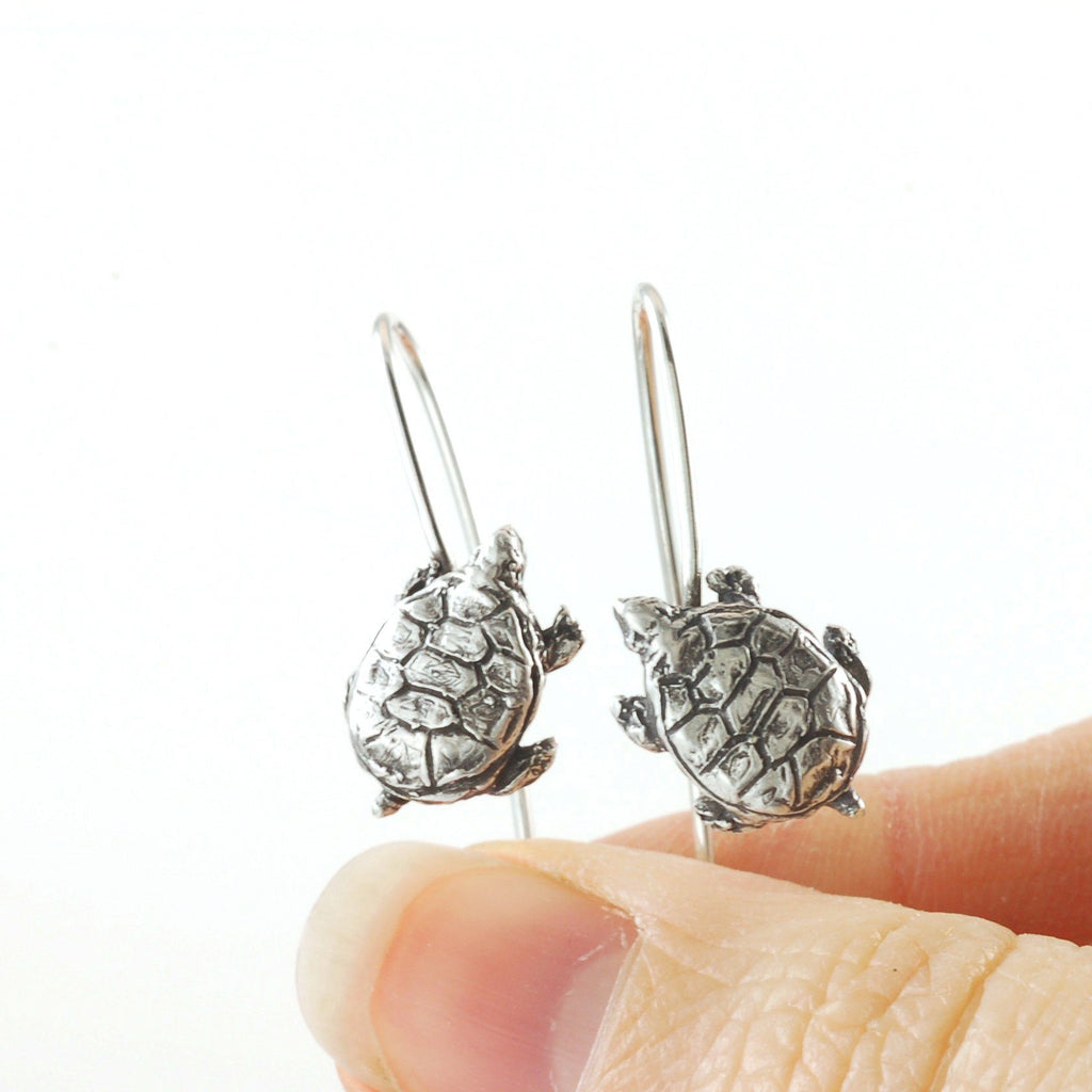 Turtle Earrings in Sterling Silver - Ready to Ship - Beth Cyr Handmade Jewelry