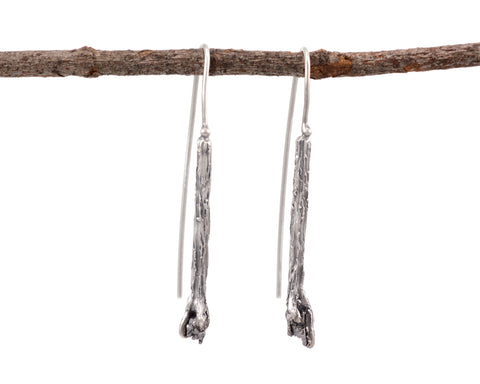 Custom Order - Rough sapphire and Tree Bark Earrings in Sterling Silver - made to order - Beth Cyr Handmade Jewelry