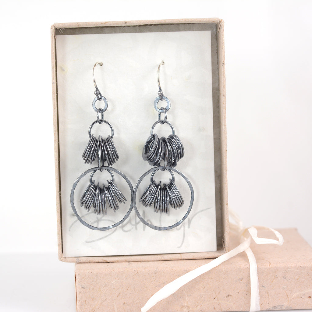 Two Tiered Cluster Sterling Silver Earrings - Ready to Ship