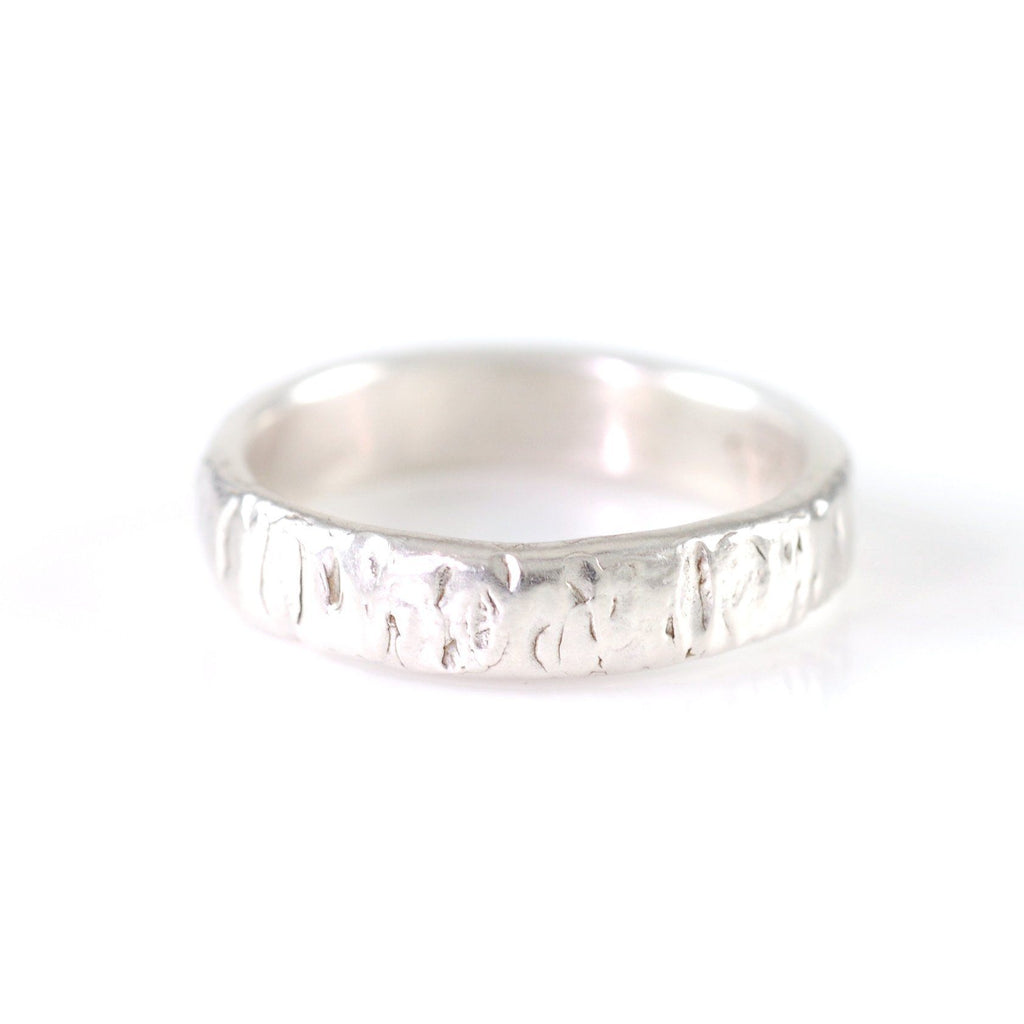 Yellow Birch Bark Ring in Palladium Sterling Silver - size 5 1/4 - Ready to Ship - Beth Cyr Handmade Jewelry