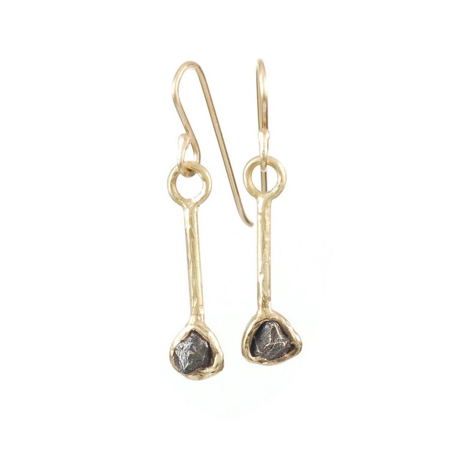 Meteorite Earrings in 14k Yellow Gold - Size Medium - Ready to ship - Beth Cyr Handmade Jewelry