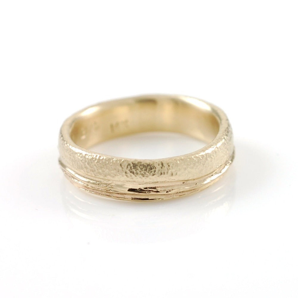 Sea and Sand Wedding Rings in Yellow Gold - Made to Order - Beth Cyr Handmade Jewelry
