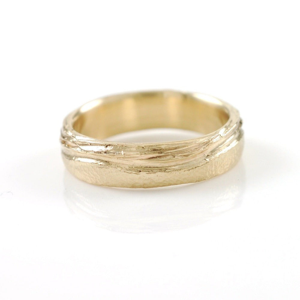 Sea and Sand Wedding Rings in Yellow Gold - Made to Order - Beth Cyr Handmade Jewelry