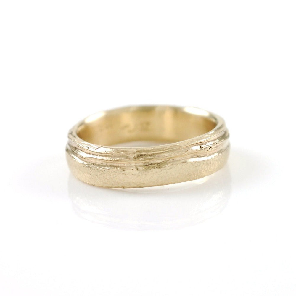 Sea and Sand Wedding Rings in Yellow Gold - Made to Order - Beth Cyr Handmade Jewelry