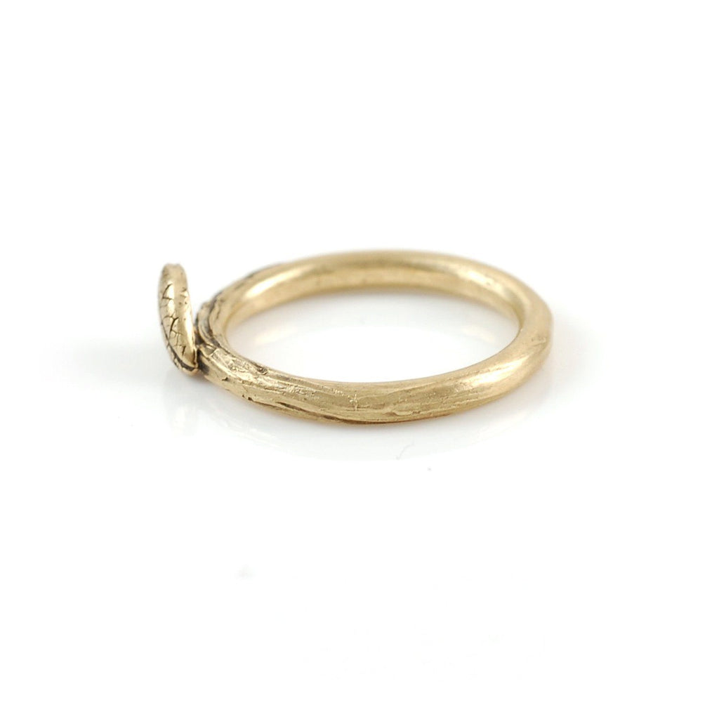 Twig and Leaf Imprint Ring in 14k Yellow Gold - size 4 - Ready to Ship - Beth Cyr Handmade Jewelry