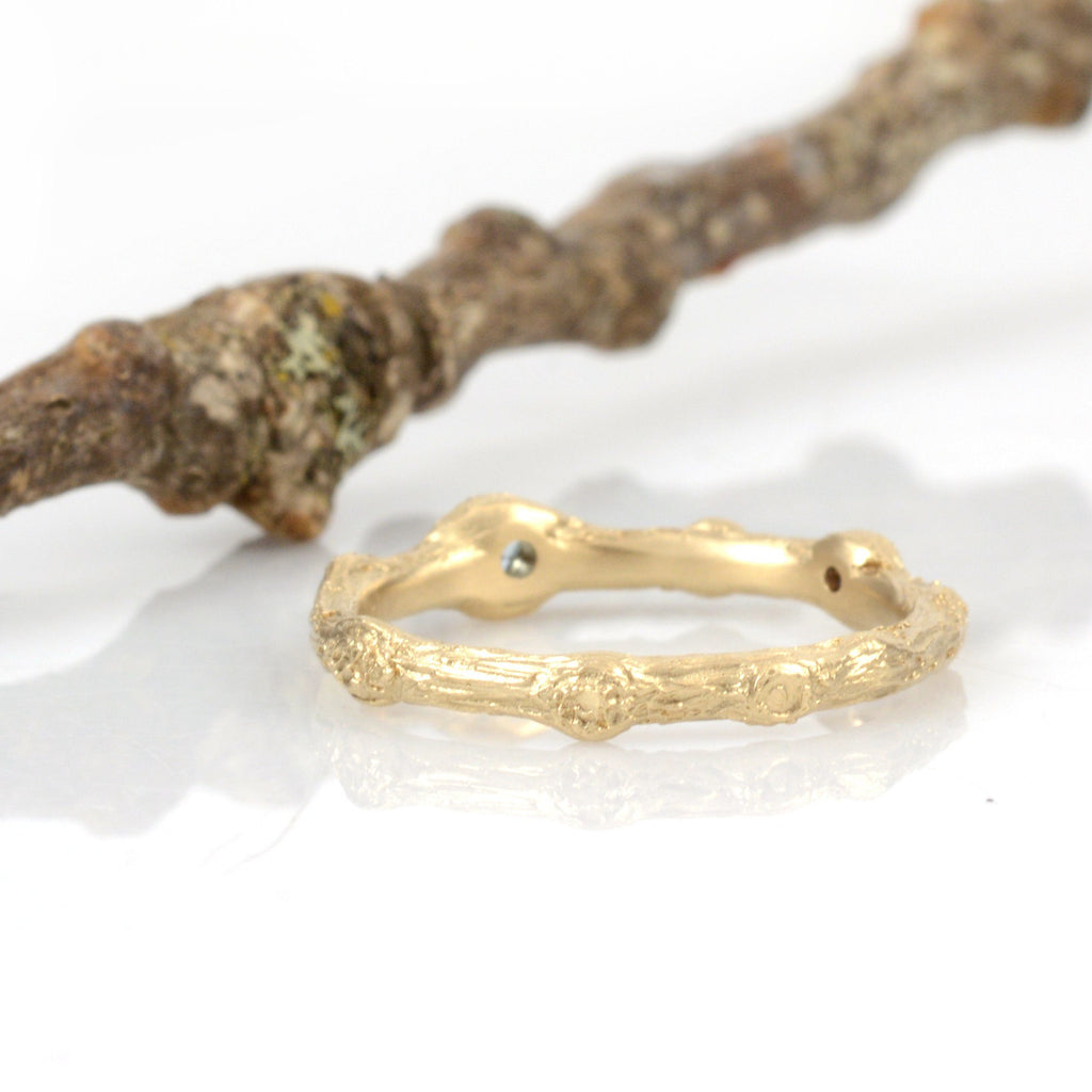 Custom Twig Ring with Aquamarine and Sapphire - Beth Cyr Handmade Jewelry